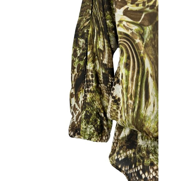 Chico's Women's Animal Print Embellished Elastic Waist Blouse Size 0 US S - Picture 3 of 10